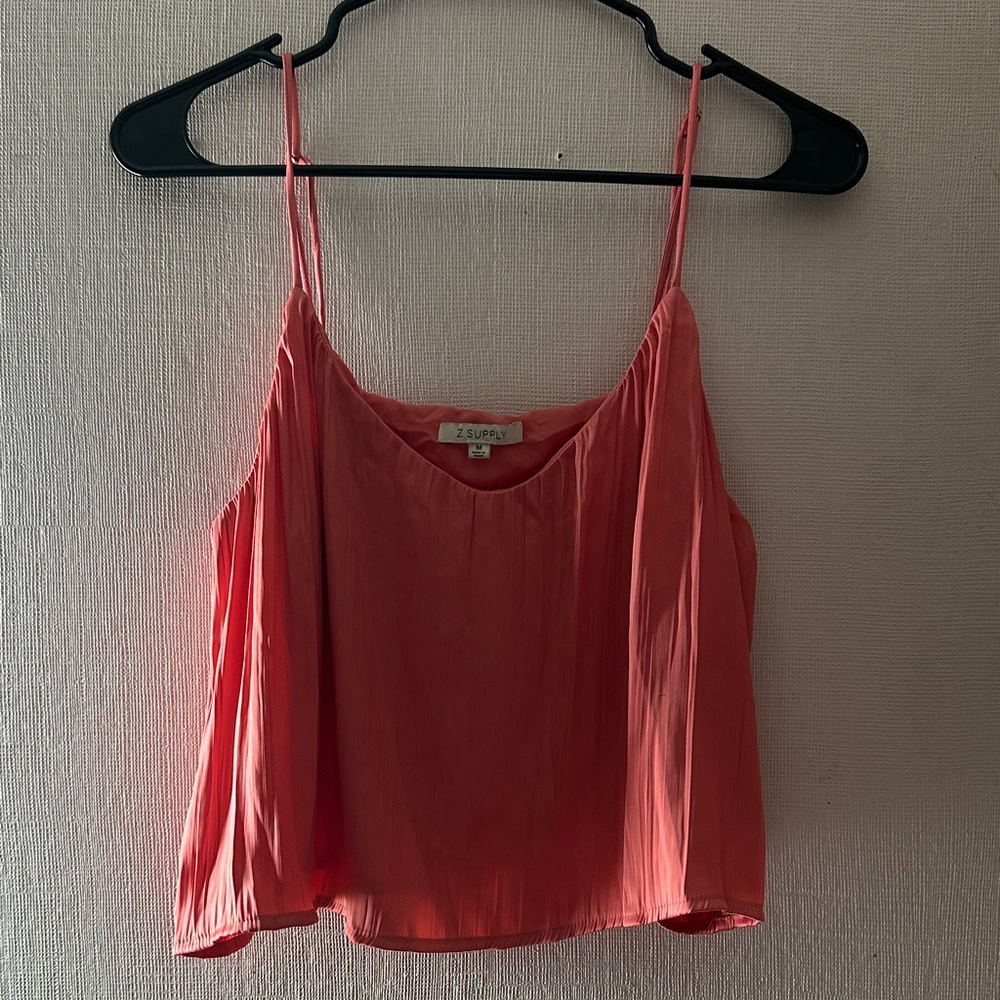Z Supply Coral-Peach Pleated Spaghetti Strap Camisole